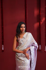 Mauve Silver Ombre Handcrafted Tissue Saree