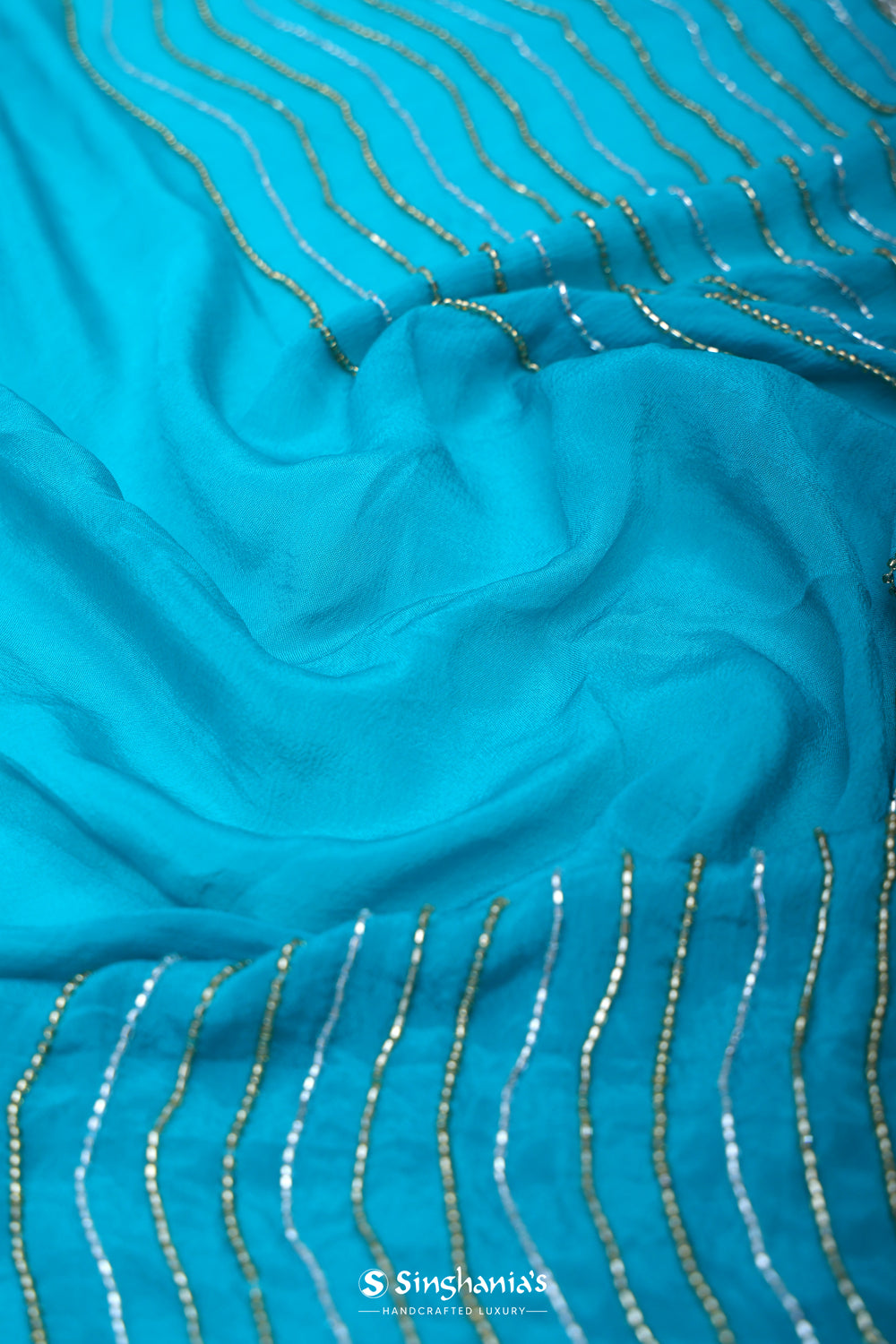 Aquamarine Green Handcrafted Silk Saree