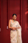 Almond Brown Organza Handcrafted Saree