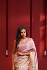 Gold Muave Ombre Handcrafted Tissue Saree