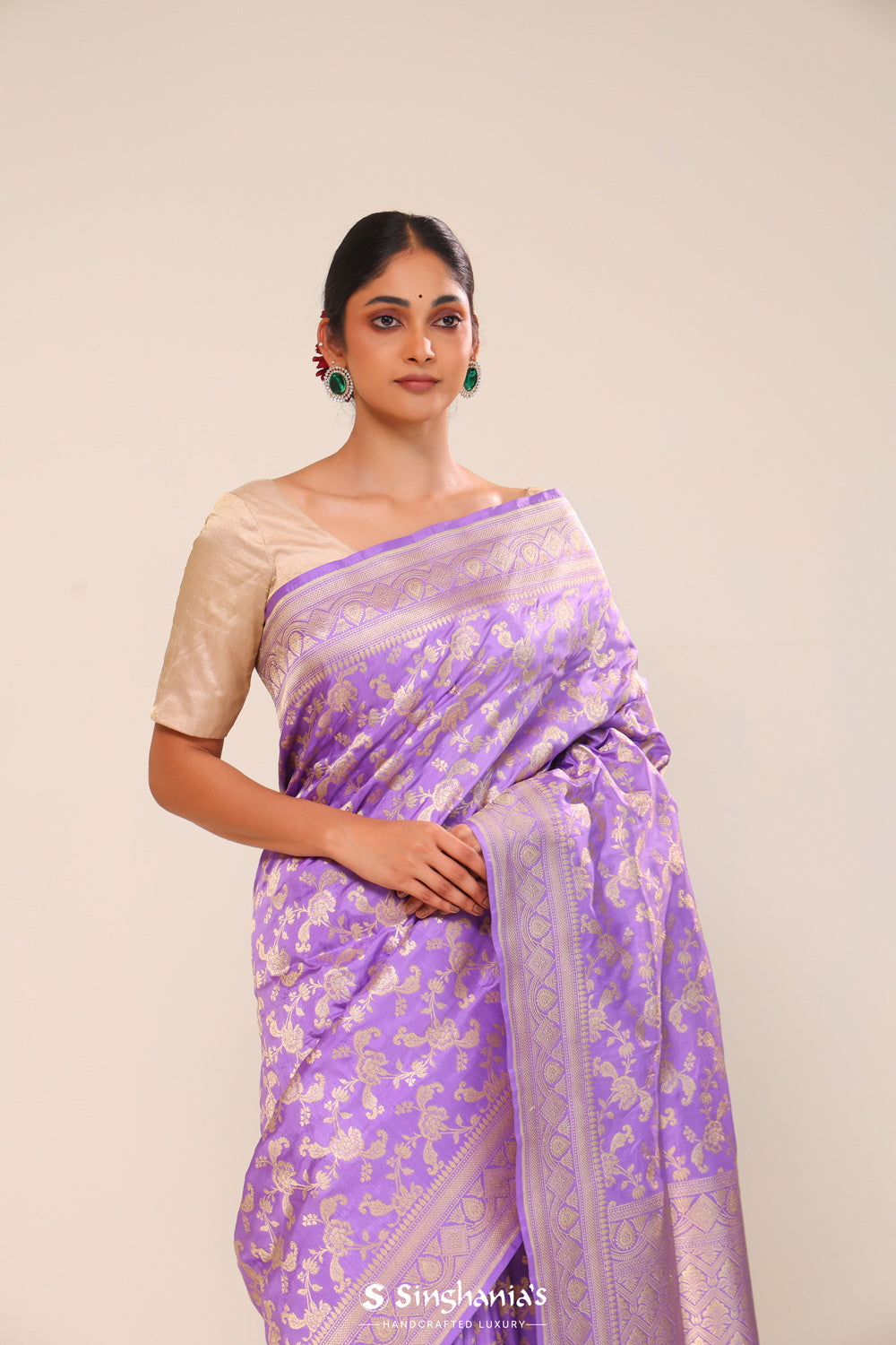 Electric Purple Chiniya Banarasi Silk Saree