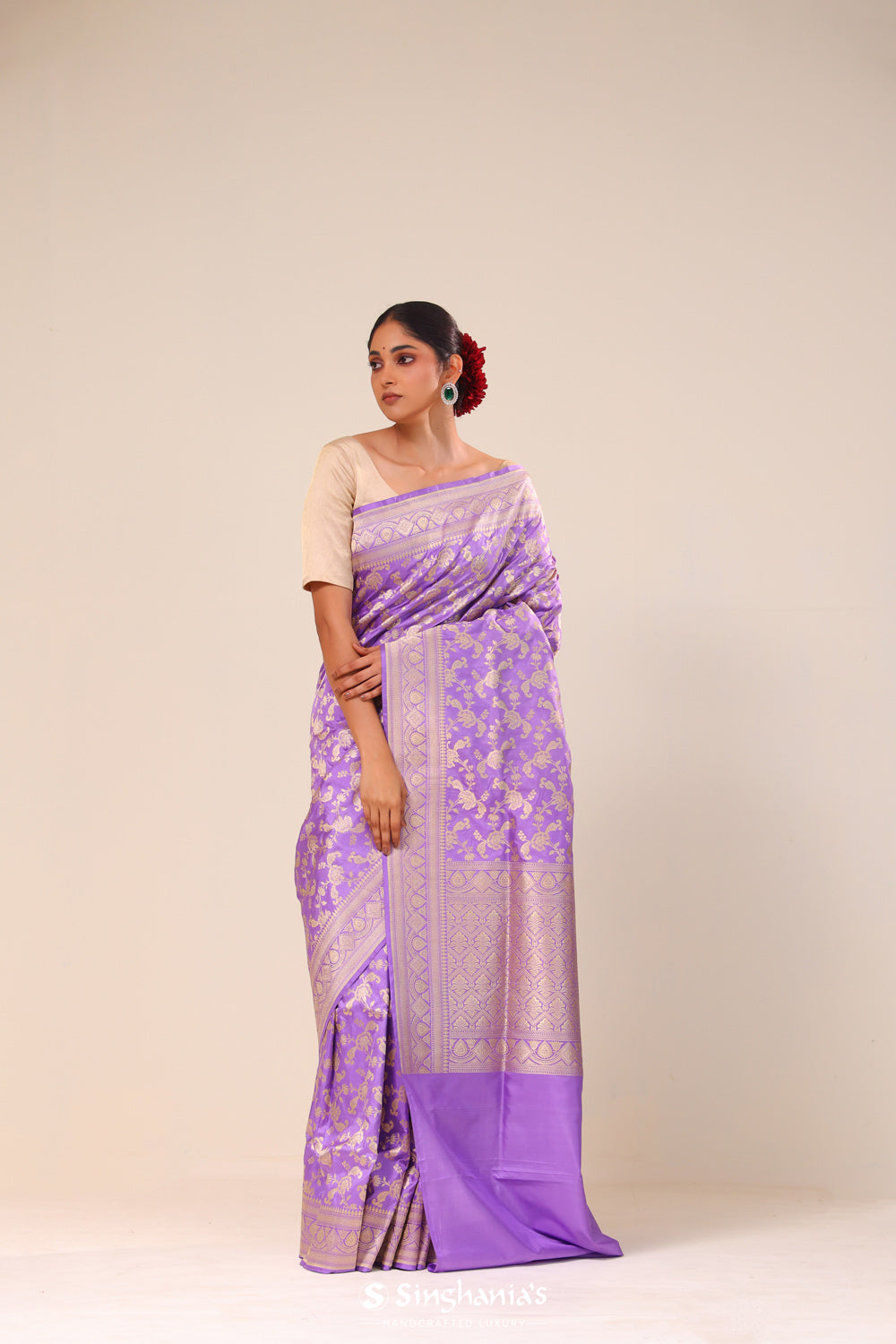 Electric Purple Chiniya Banarasi Silk Saree