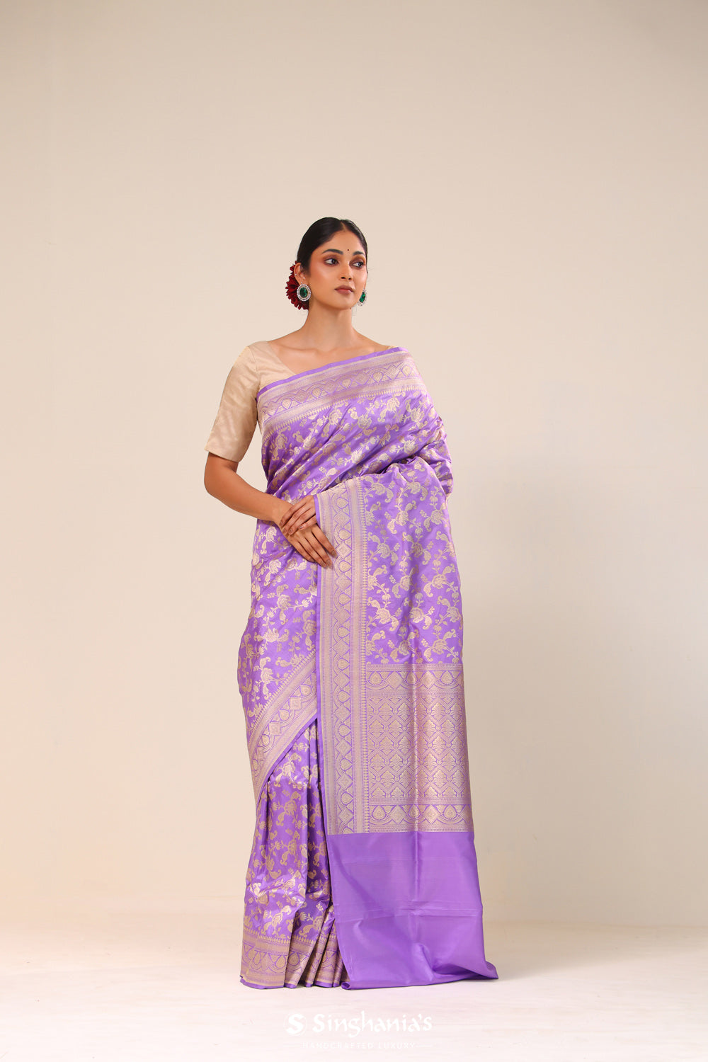 Electric Purple Chiniya Banarasi Silk Saree