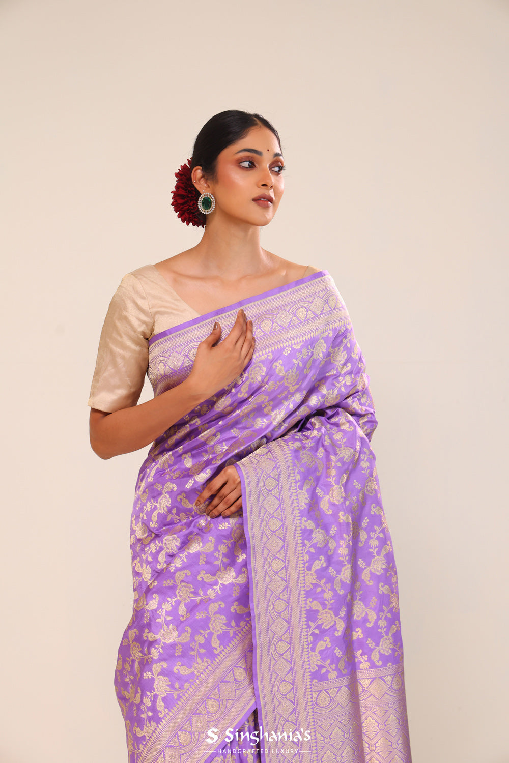 Electric Purple Chiniya Banarasi Silk Saree