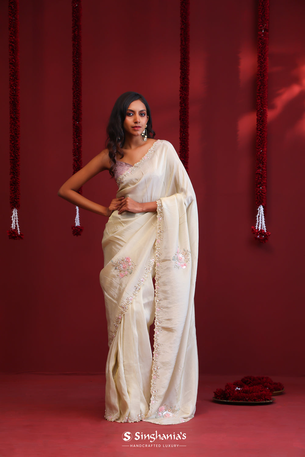 Champagne Gold Handcrafted Tissue Saree