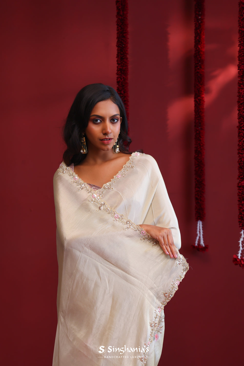 Champagne Gold Handcrafted Tissue Saree