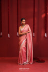 Salmon Pink Tissue Handcrafted Saree