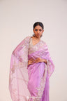 Brilliant Purple Tissue Handcrafted Saree