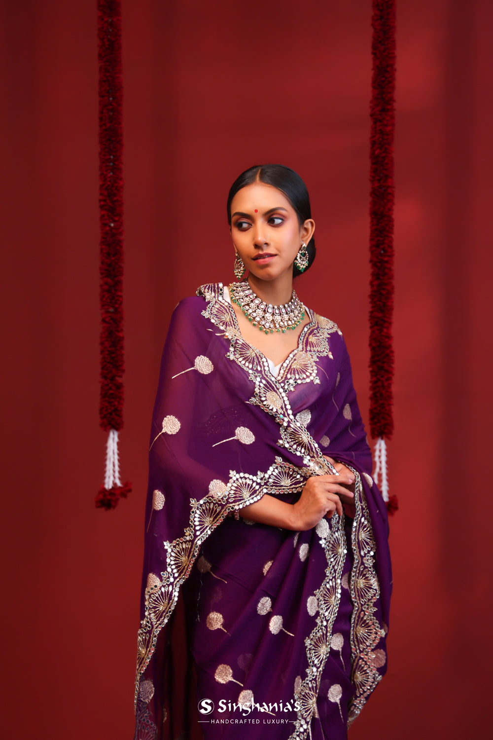 True Purple Handcrafted Organza Saree