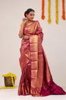 Rich Maroon Floral Jaal Kanjivaram Silk Saree