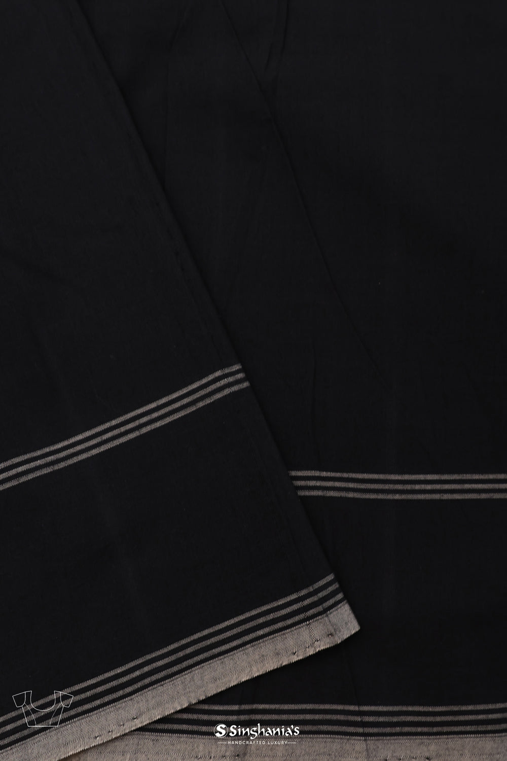 Merino White Ikkat Cotton Saree With Black Pattern