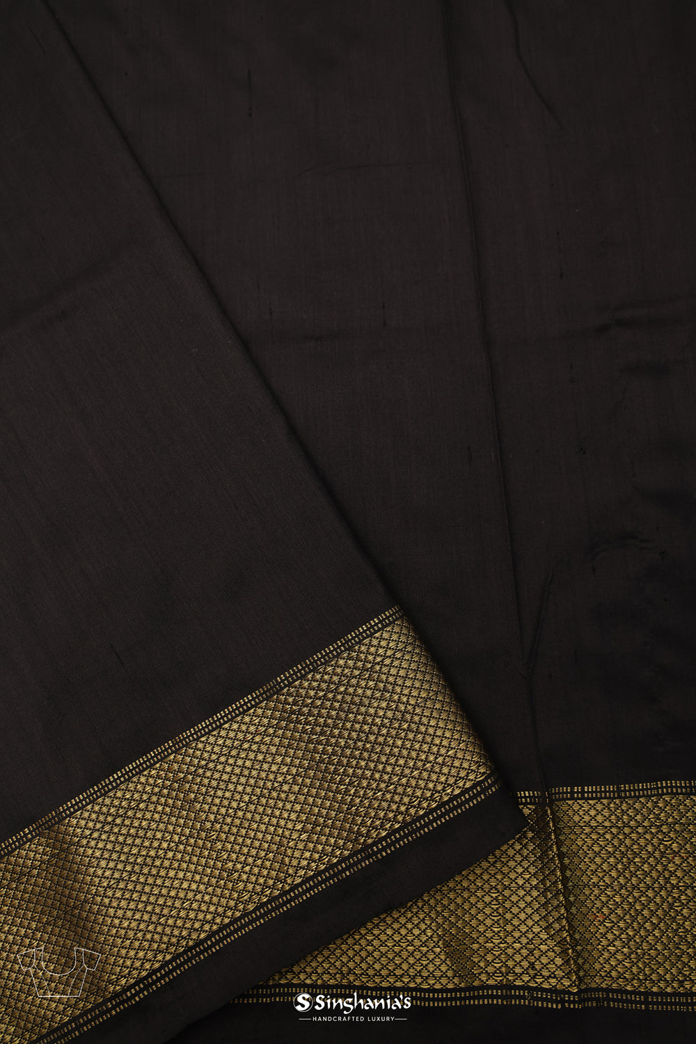 Night Black Ikkat Silk Saree With Elephant Motif