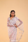 Pale Pink Net Handcrafted Saree