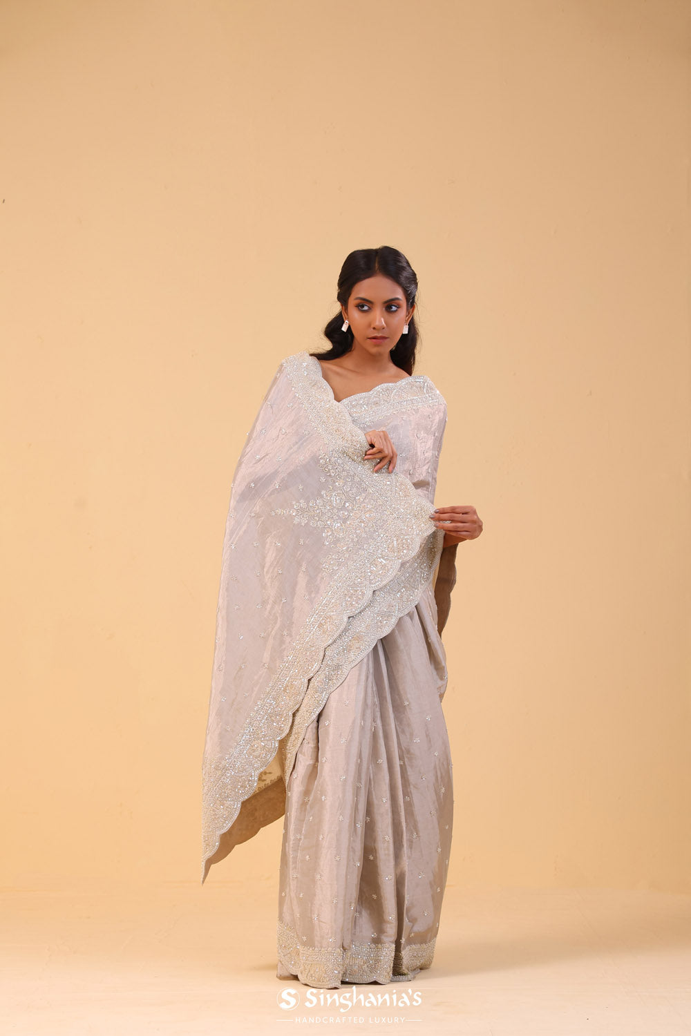 Acadia White Organza Handcrafted Saree