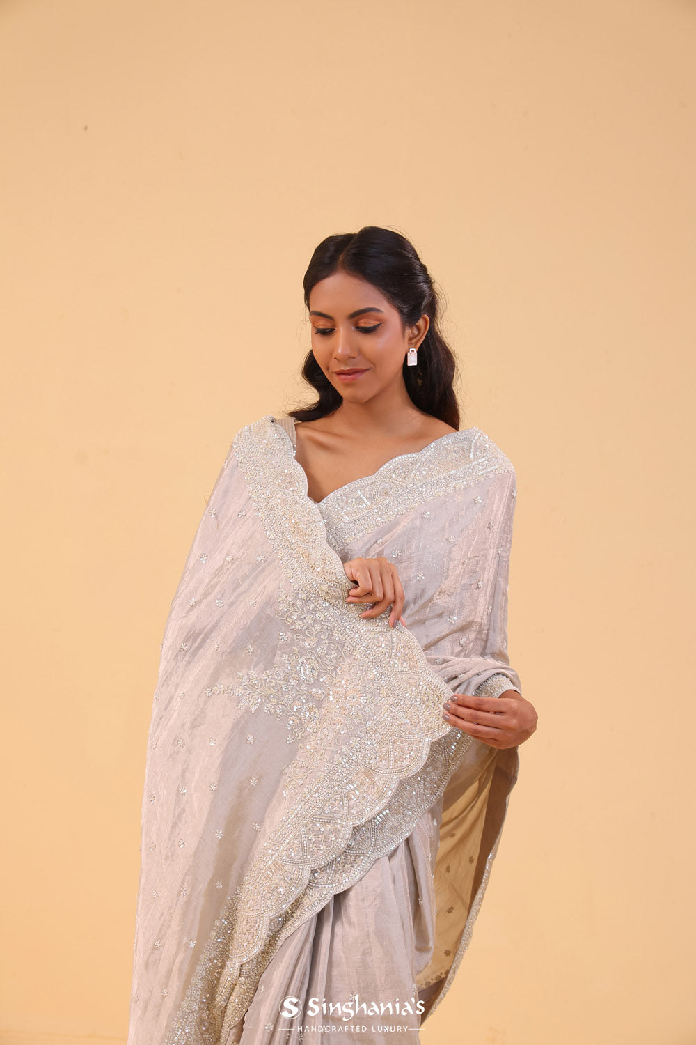 Acadia White Organza Handcrafted Saree