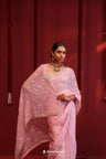 Light Pink Handcrafted Organza Saree