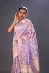 Orchid Purple Floral Tissue Banarasi Silk Saree