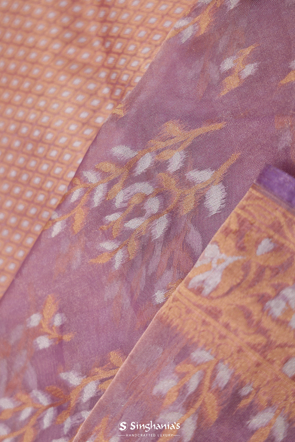 Orchid Purple Floral Tissue Banarasi Silk Saree