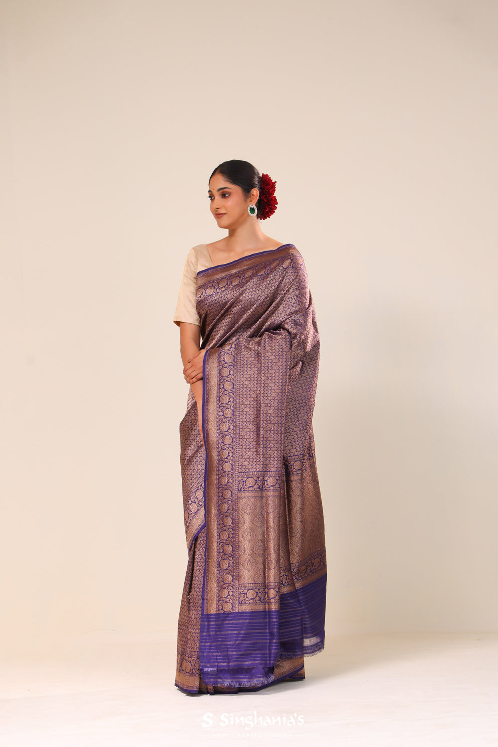 Traditional Blue Chiniya Banarasi Silk Saree