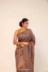 Slate Black Chiniya Banarasi Silk Saree