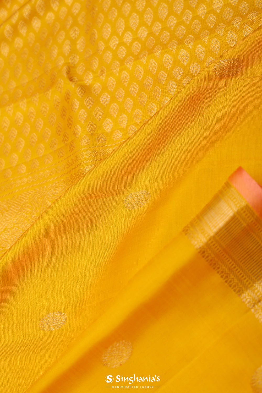 Vibrant Yellow Butti Kanjivaram Silk Saree