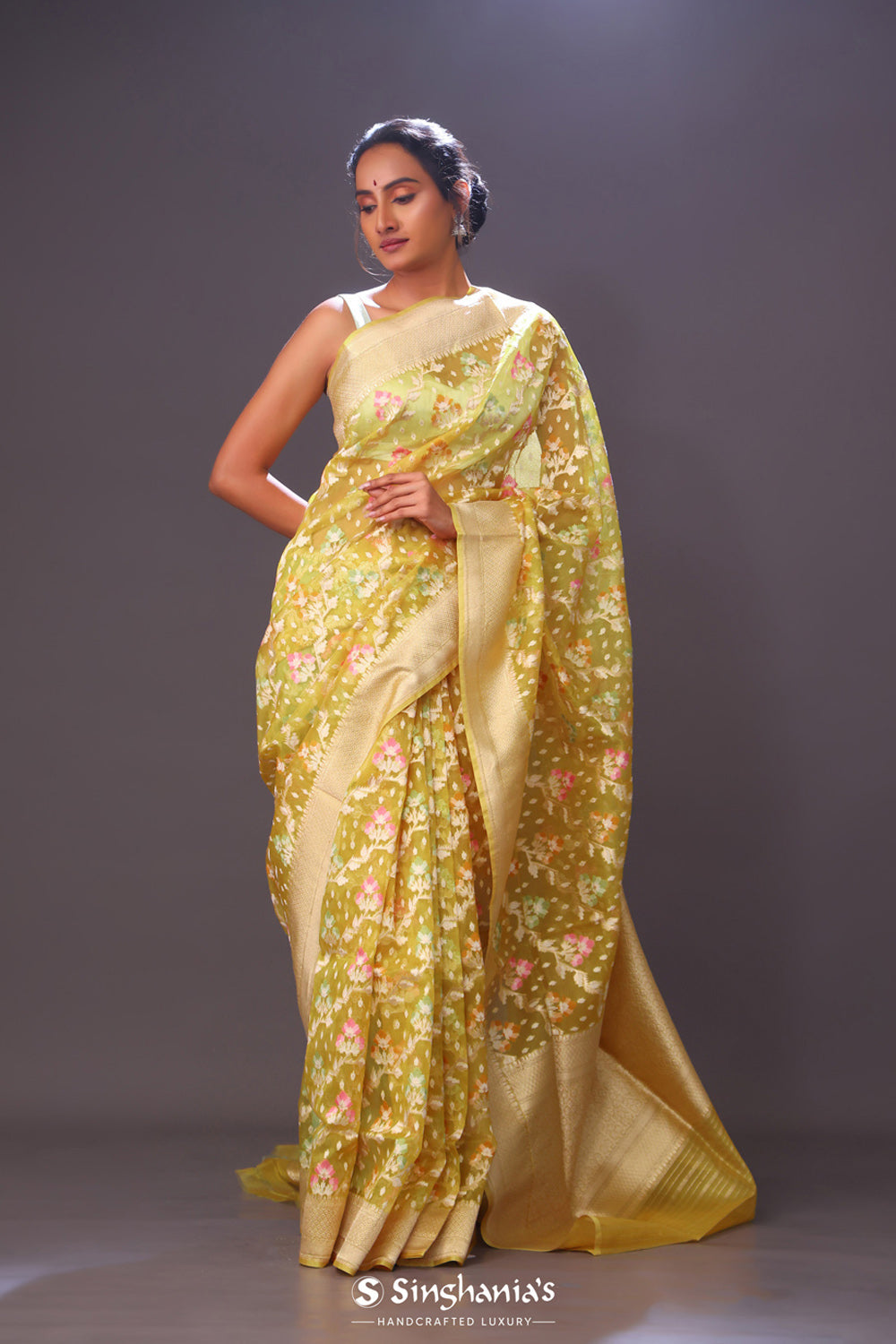 Retro Yellow Tissue Banarasi Saree