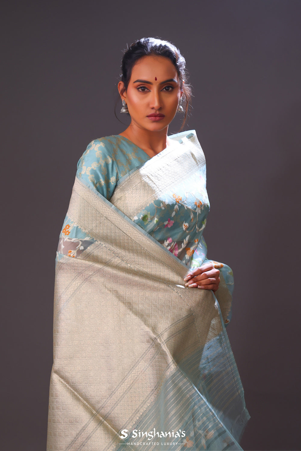 Pastel Green Tissue Banarasi Saree