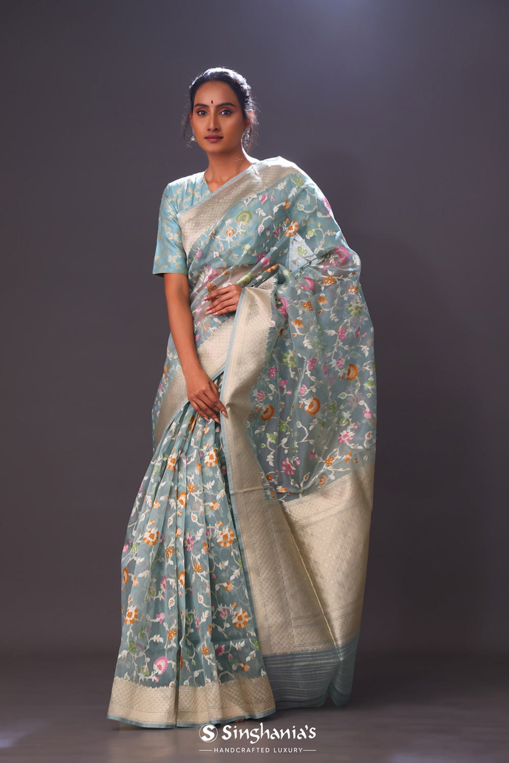 Pastel Green Tissue Banarasi Saree