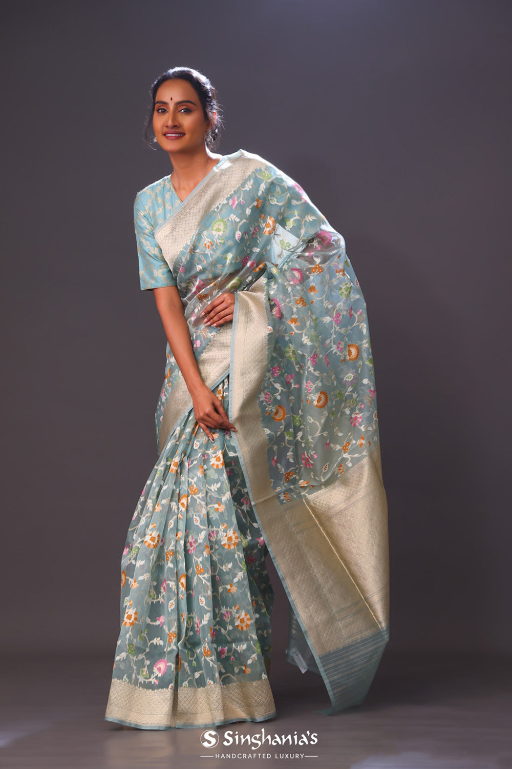 Pastel Green Tissue Banarasi Saree