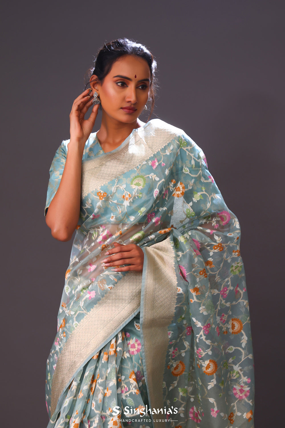 Pastel Green Tissue Banarasi Saree