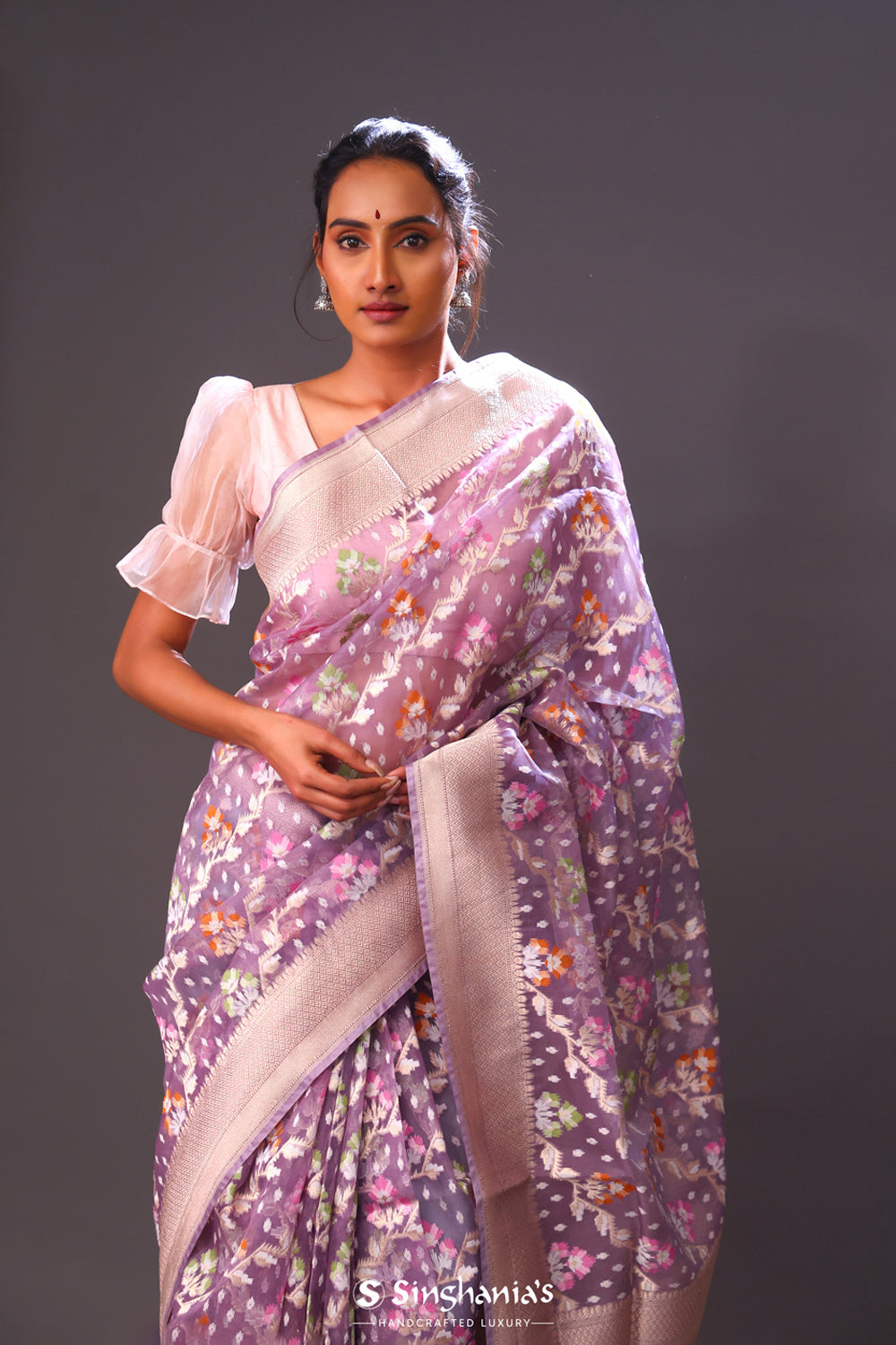 Pastel Purple Tissue Banarasi Saree