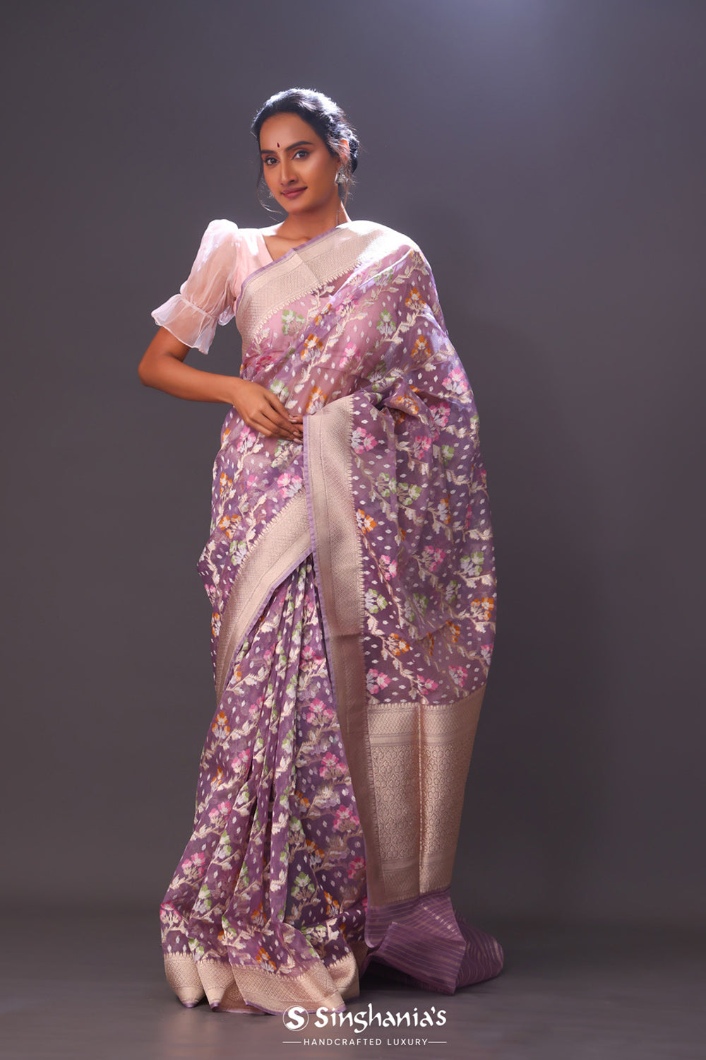 Pastel Purple Tissue Banarasi Saree