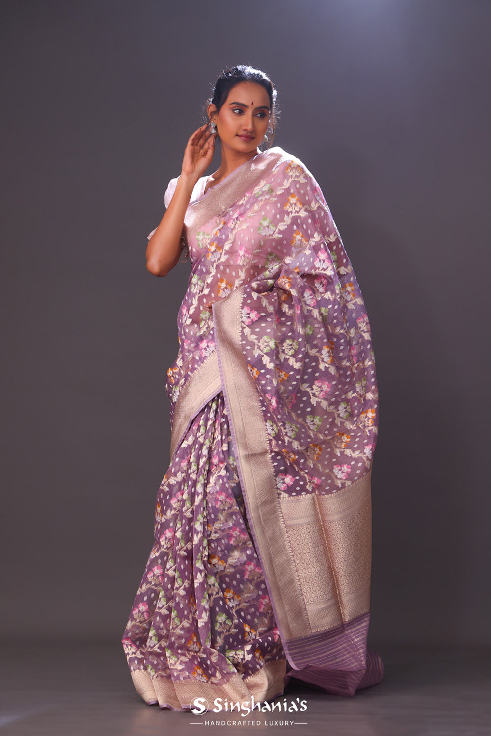 Pastel Purple Tissue Banarasi Saree