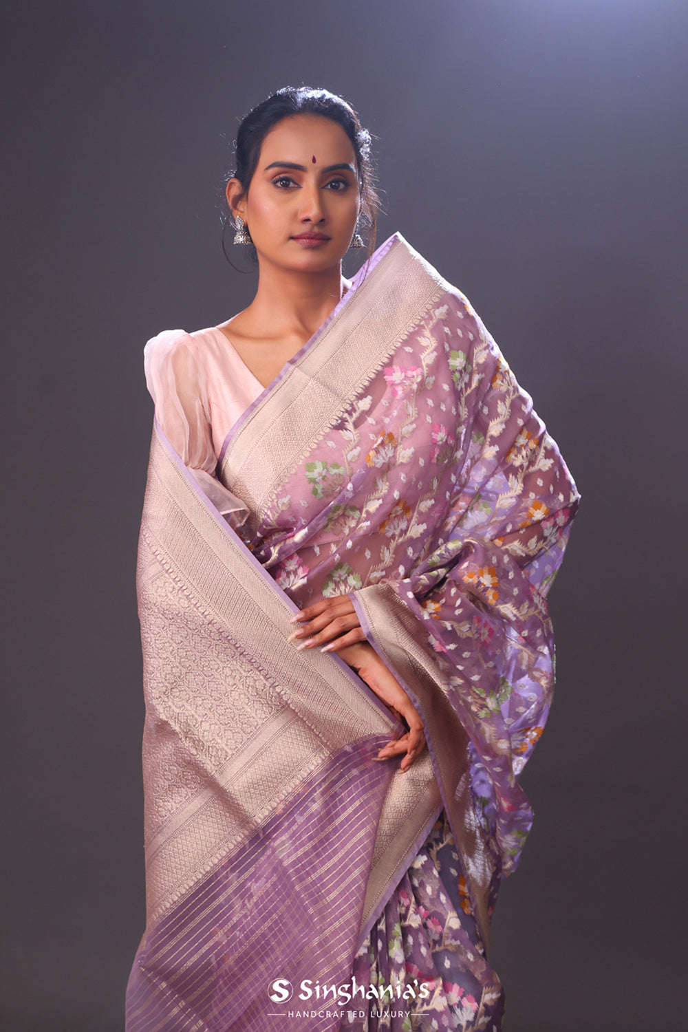 Pastel Purple Tissue Banarasi Saree