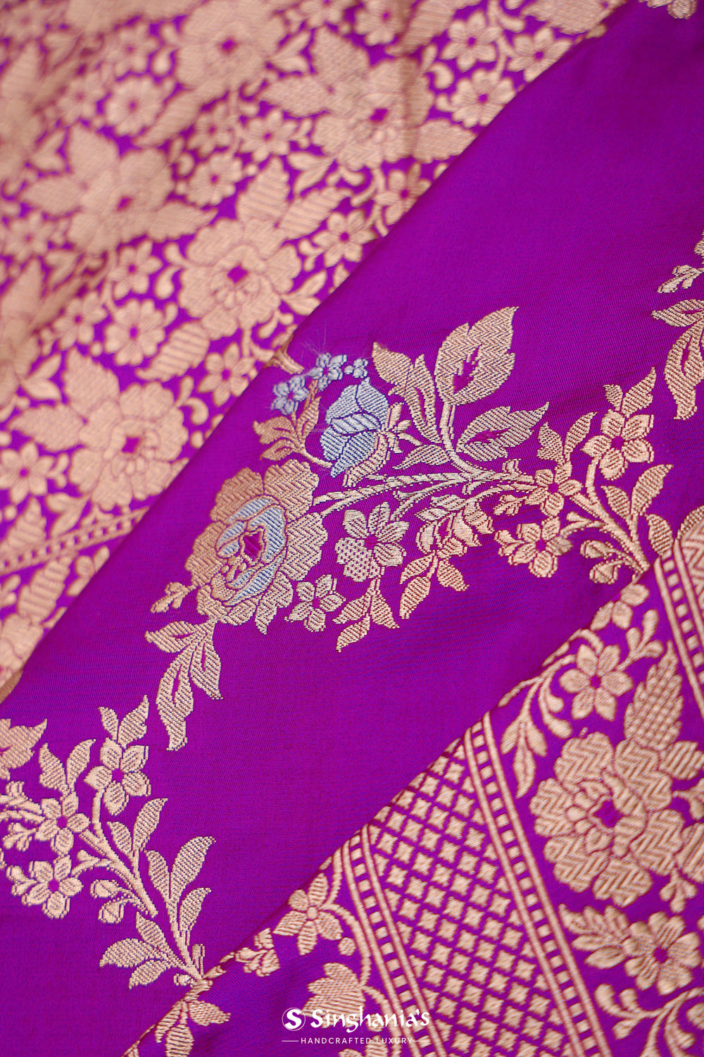 Deep Magenta Jaal Banarasi Silk Saree