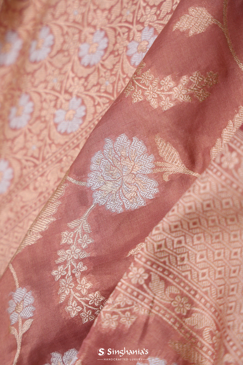 Dusty Pink Banarasi Silk Saree