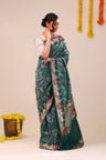 Bottle Green Jaal Banarasi Silk Saree