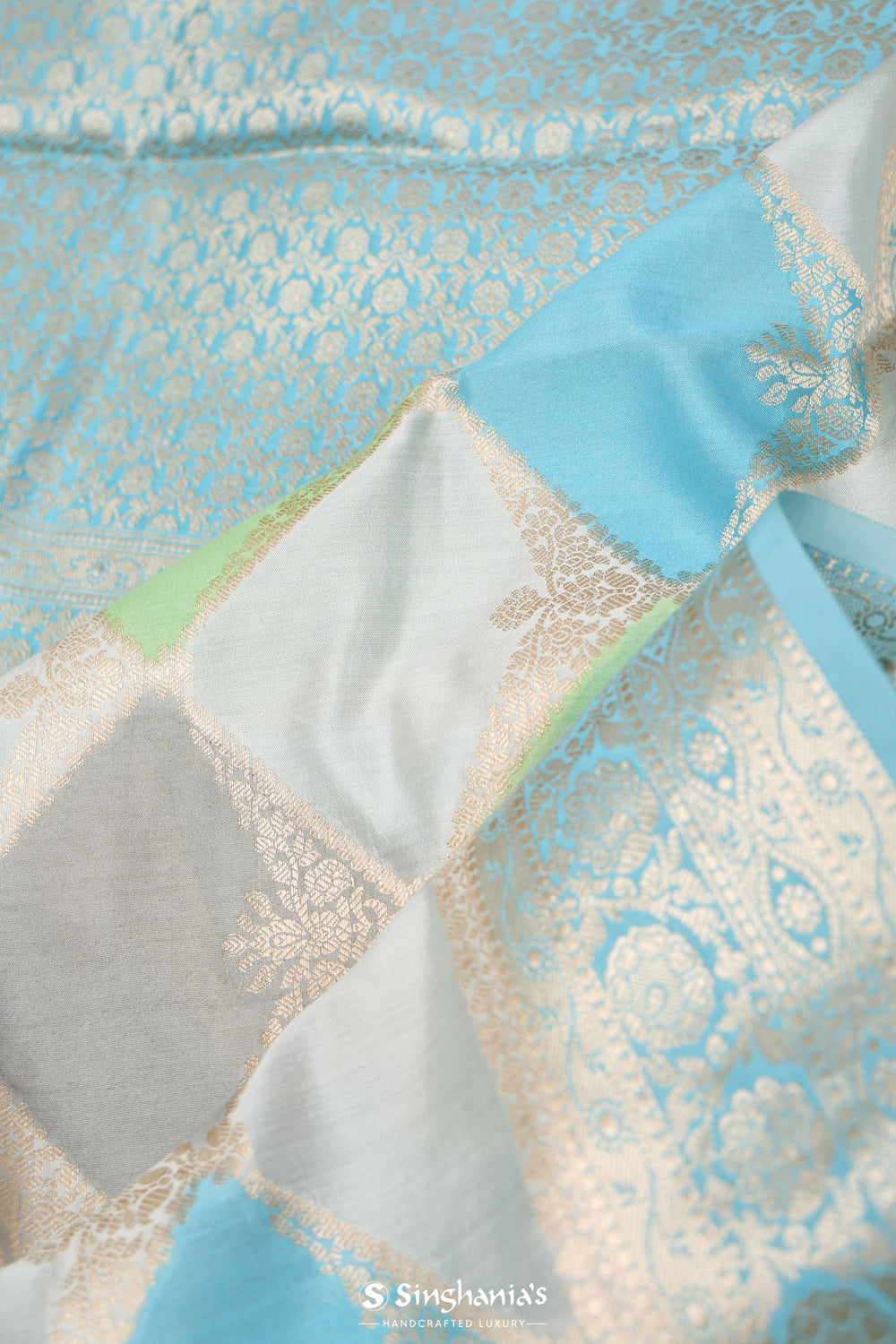 Sky Blue Chiniya Banarasi Silk Saree