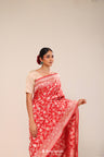 Carnelian Red Chiniya Banarasi Silk Saree