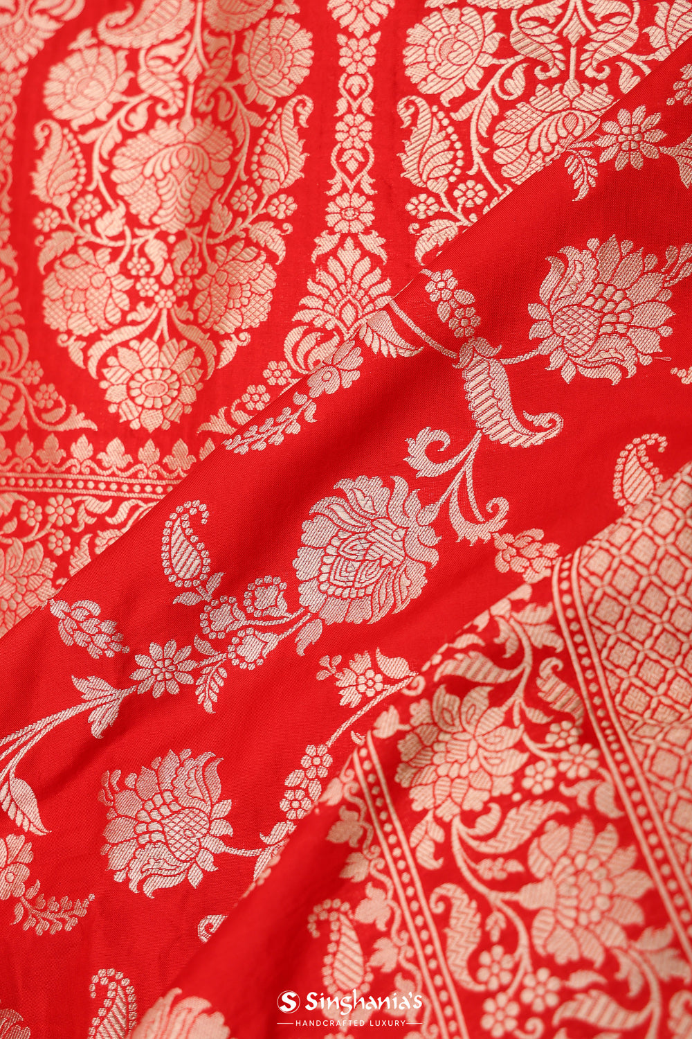 Carnelian Red Chiniya Banarasi Silk Saree