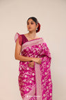 Bright Maroon Chiniya Banarasi Silk Saree