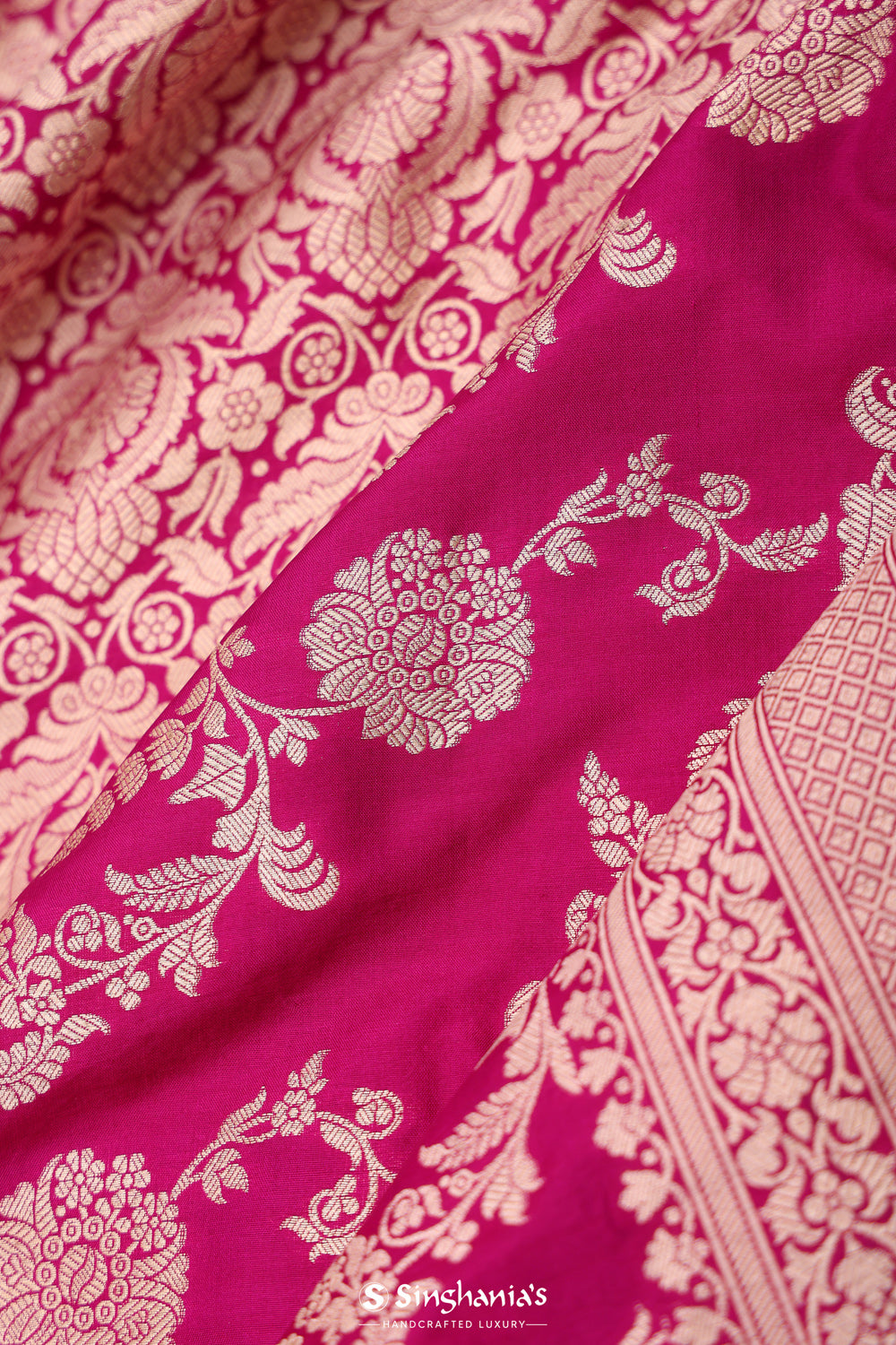 Bright Maroon Chiniya Banarasi Silk Saree