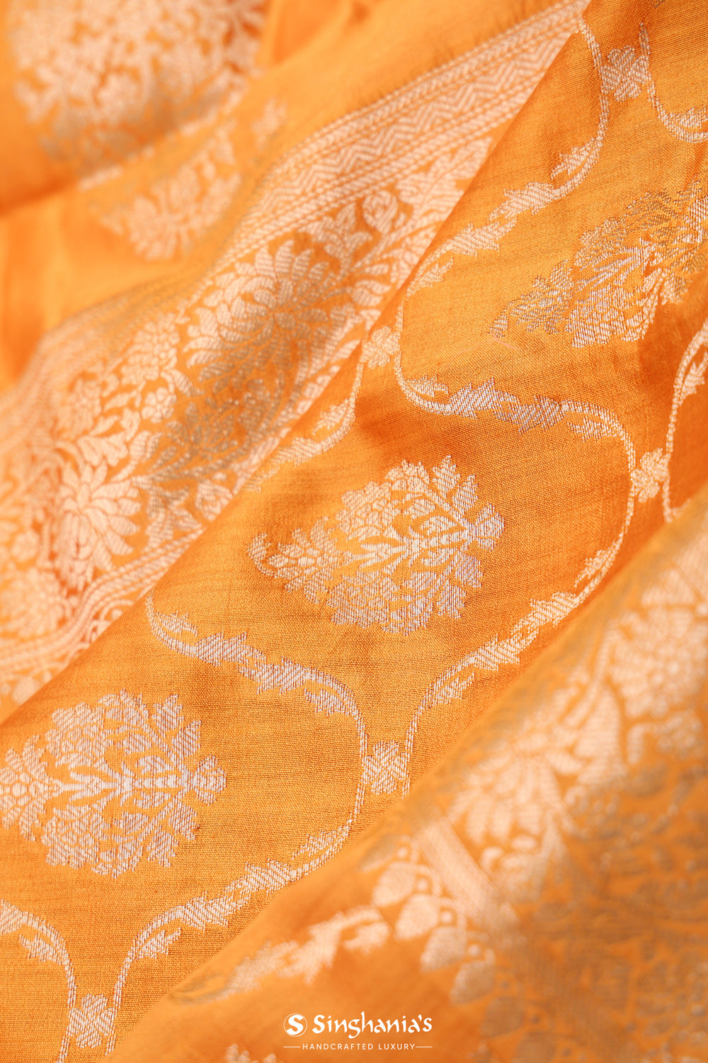 Yellow Orange Chiniya Banarasi Silk Saree