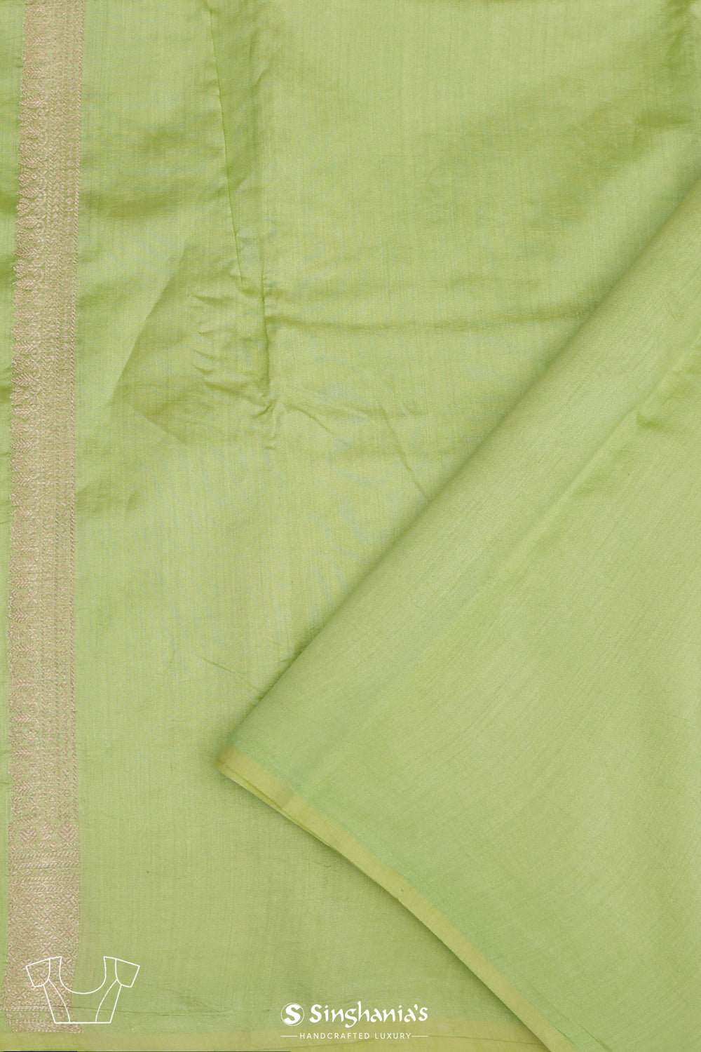 Apple Green Floral Jaal Chiniya Banarasi Silk Saree