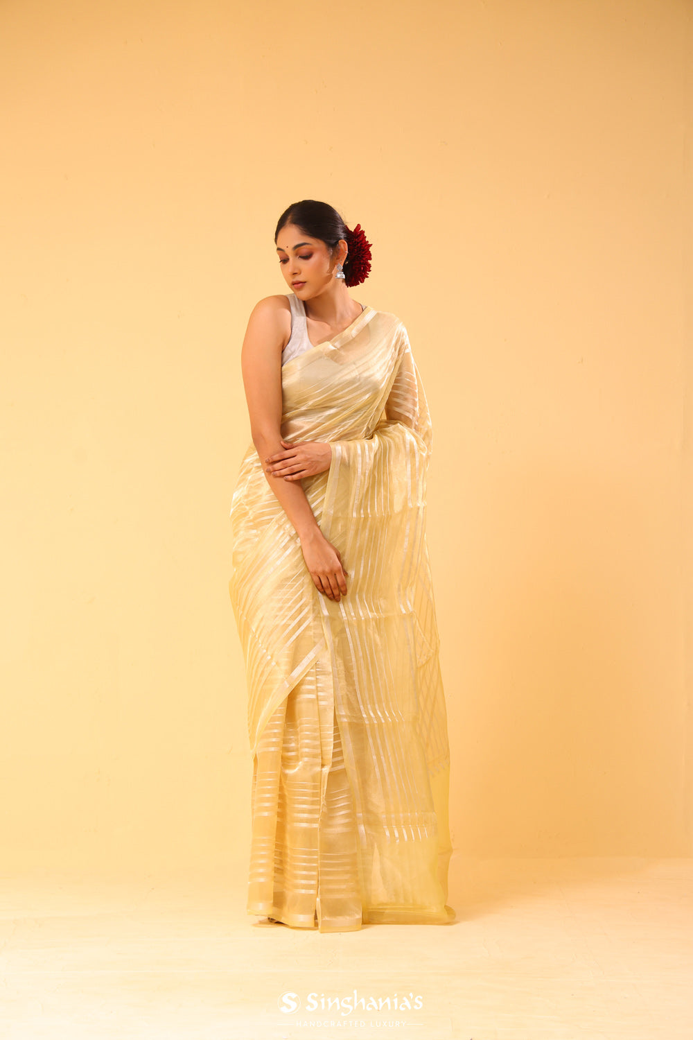 Flax Gold Tissue Banarasi Silk Saree