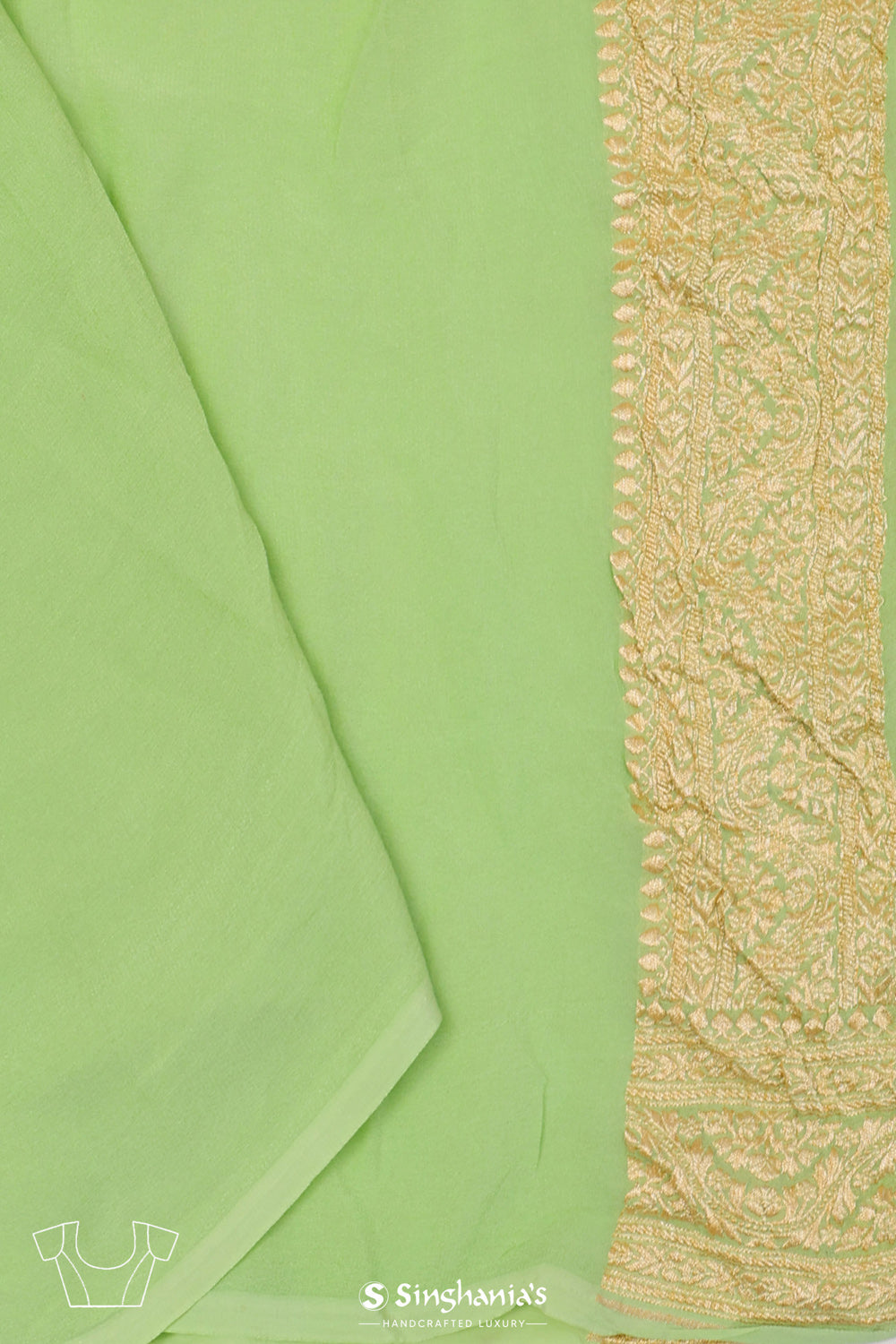 Tea Green Jaal Banarasi Silk Saree