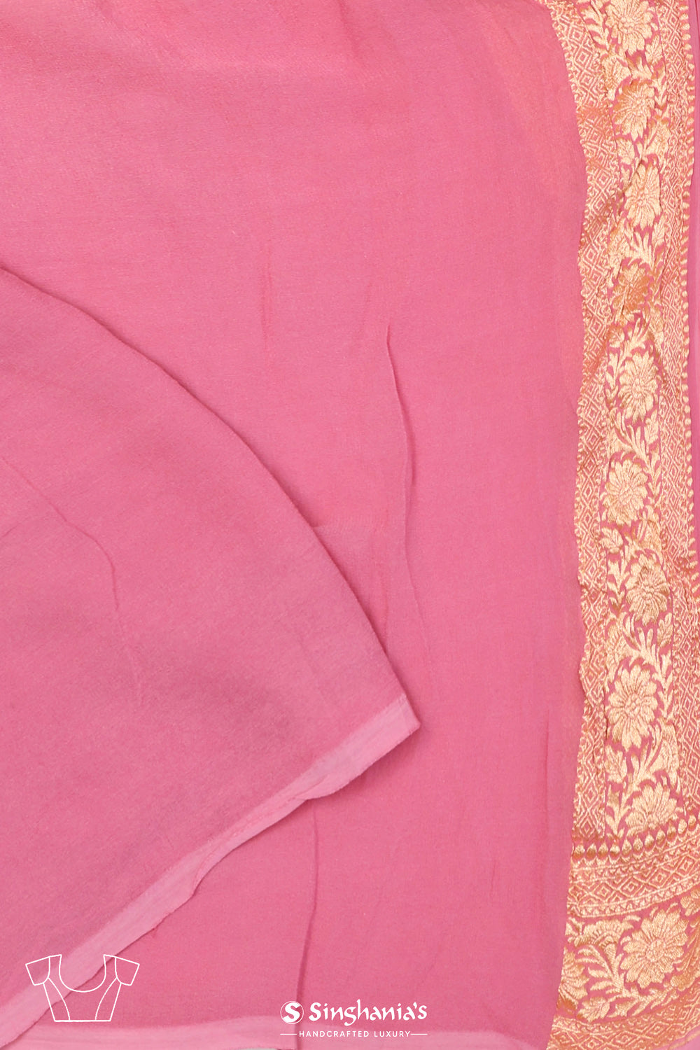 Flamingo Pink Jaal Banarasi Silk Saree