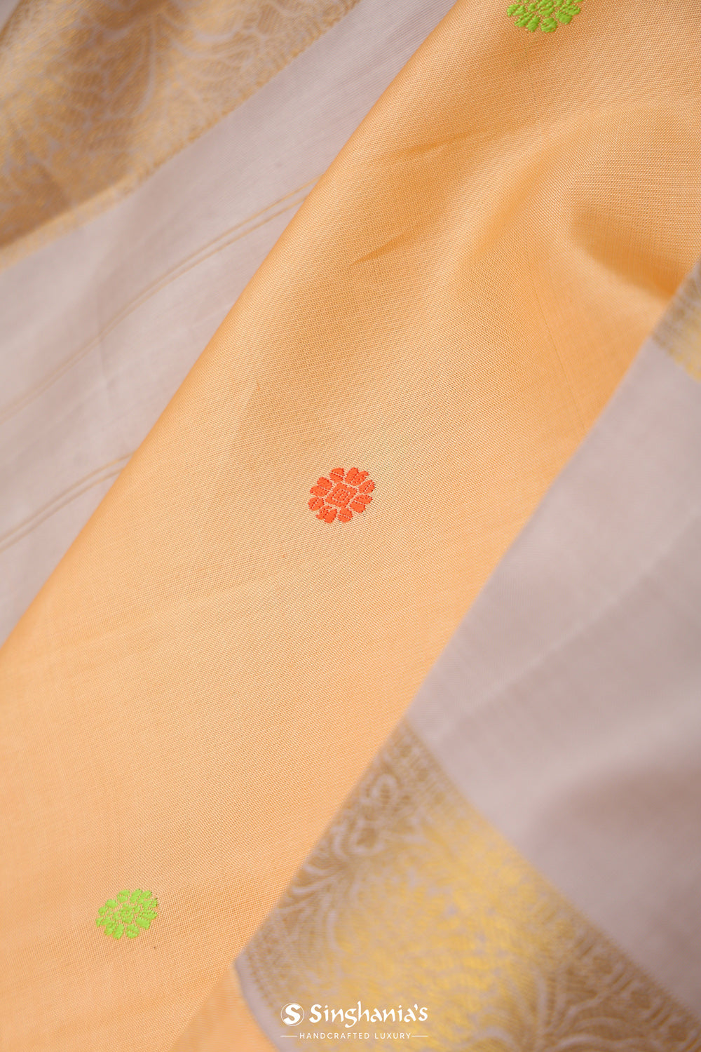 Mango Peach Heritage Kanjivaram Silk Saree