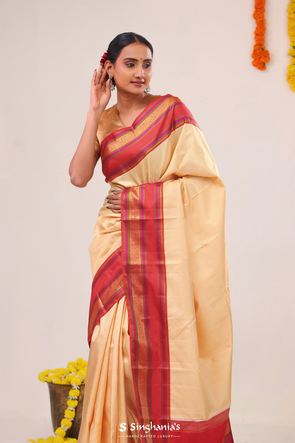 Tuscan Beige Kanjivaram Silk Saree