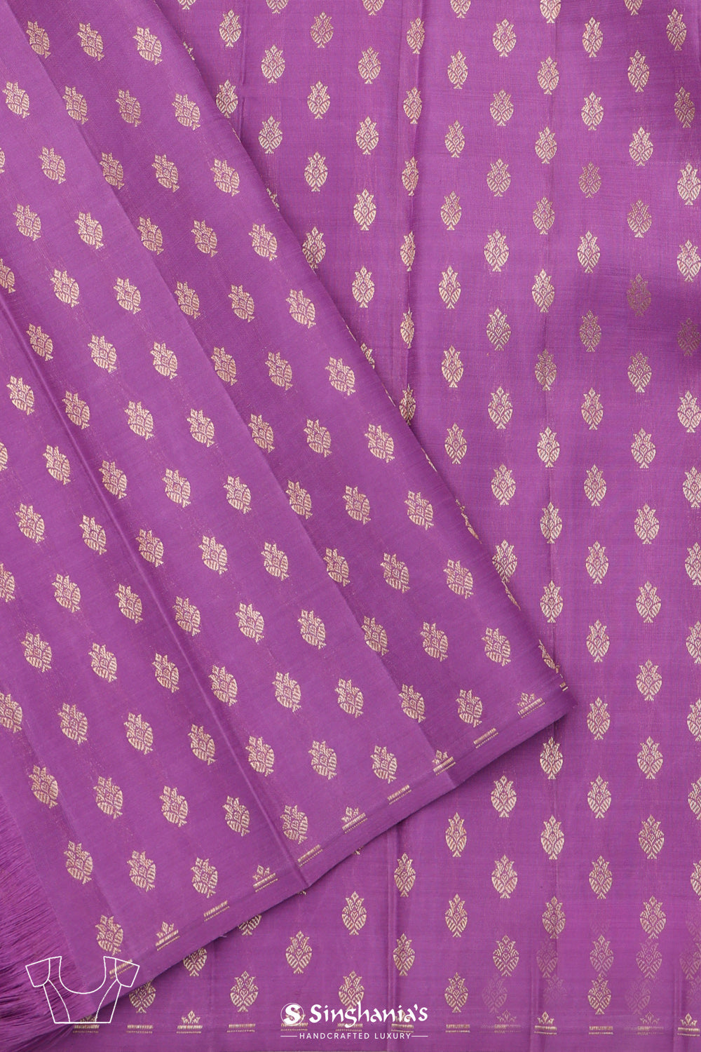 French Mauve Checks-Chkara Kanjivaram Silk Saree